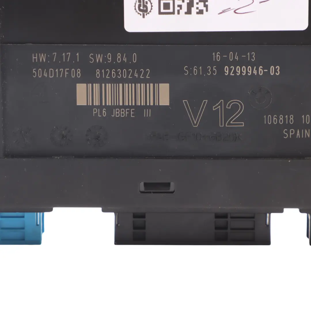 BMW F06 F07 Body Control Comfort Module Unit ECU 9299946