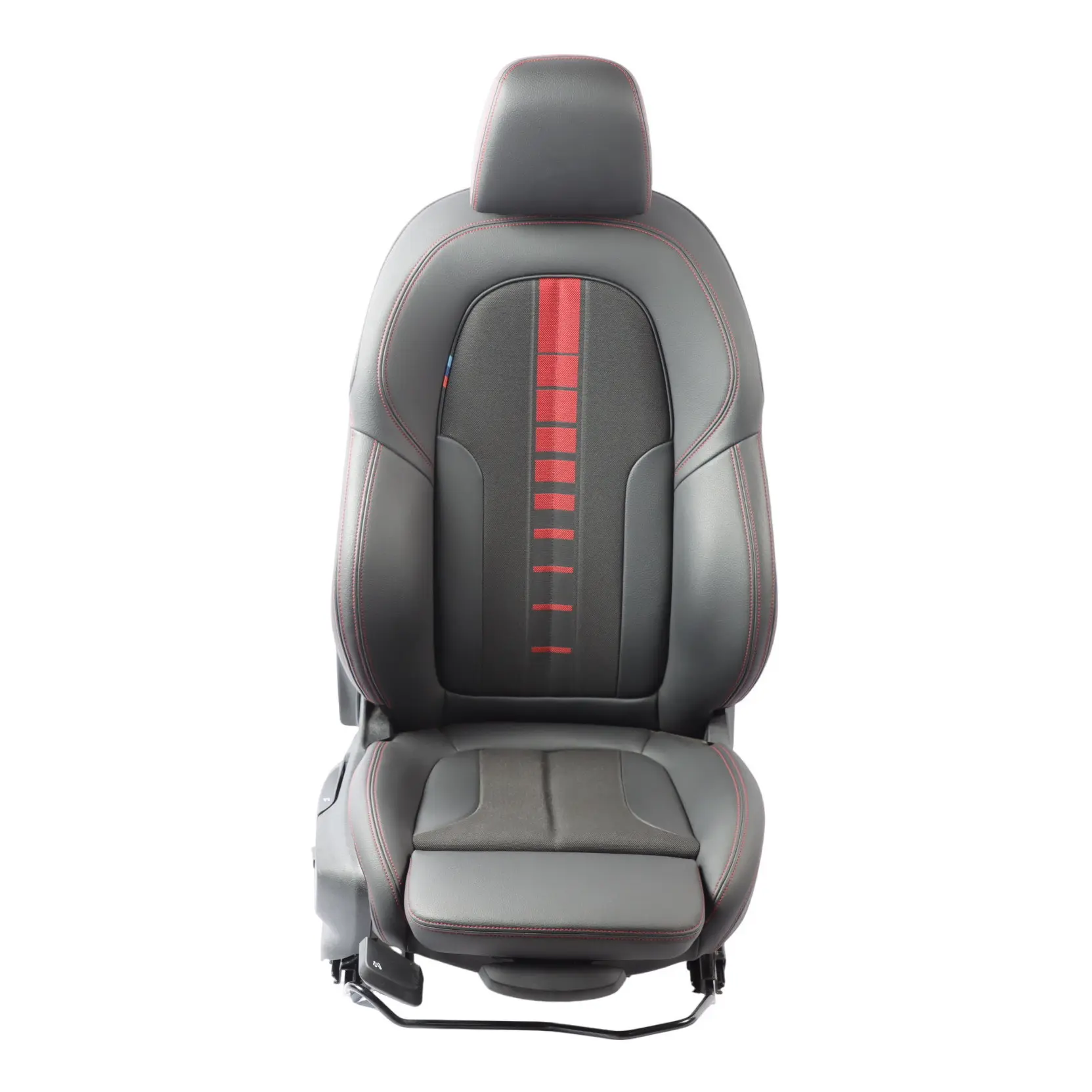 BMW F40 Front Sport Seat Heated Right O/S Leather Cloth Sensatec Black Acent Red