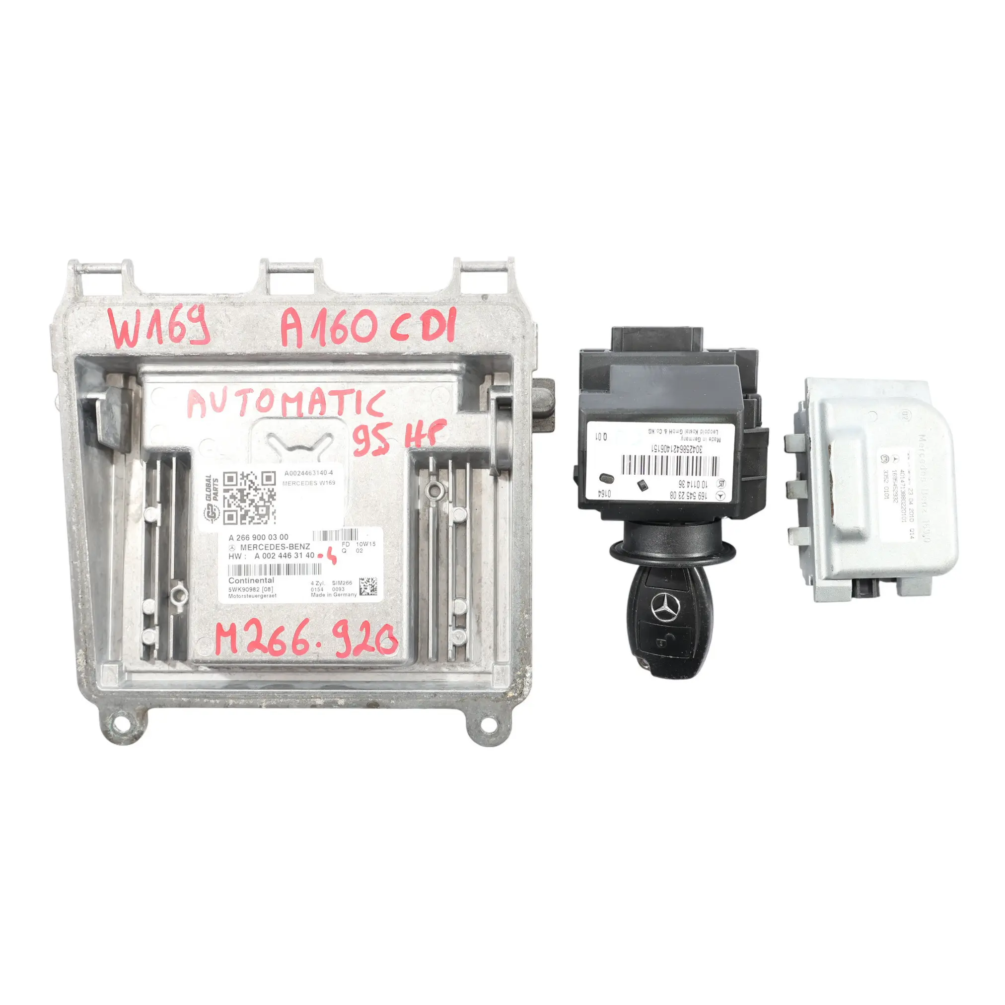 Mercedes W169 A160 CDI 95HP M266.920 Engine ECU Kit A0024463140 Automatic