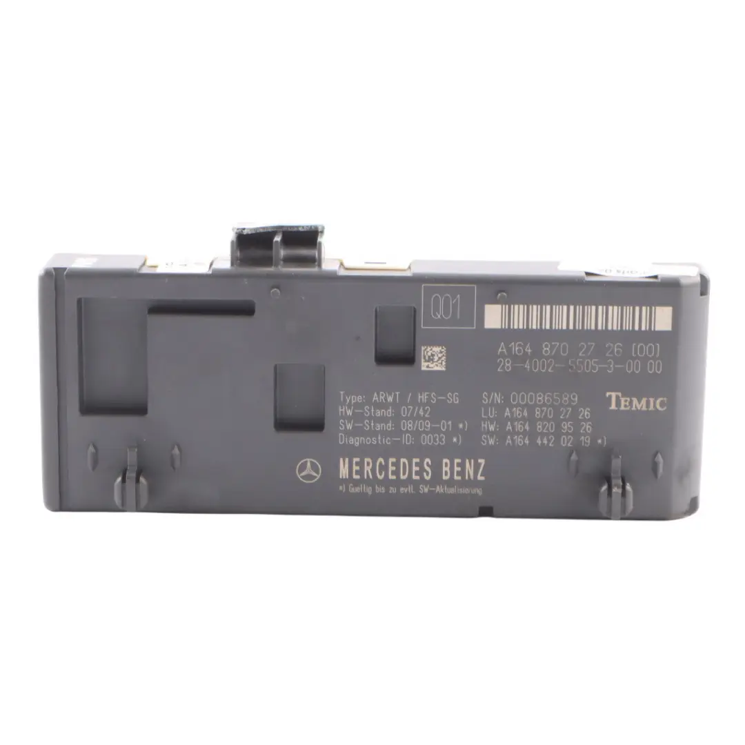 Boot Trunk Lid Tailgate Control Unit Module ECU Mercedes W164 - SKU A1648702726-1 - Part number A1648702726
