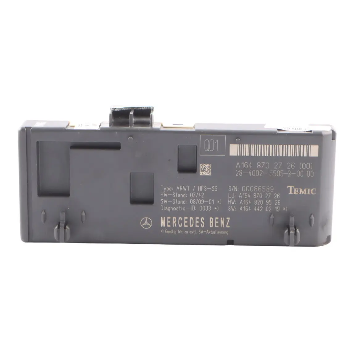 Mercedes W164 Boot Trunk Lid Tailgate Control Unit Module ECU A1648702726