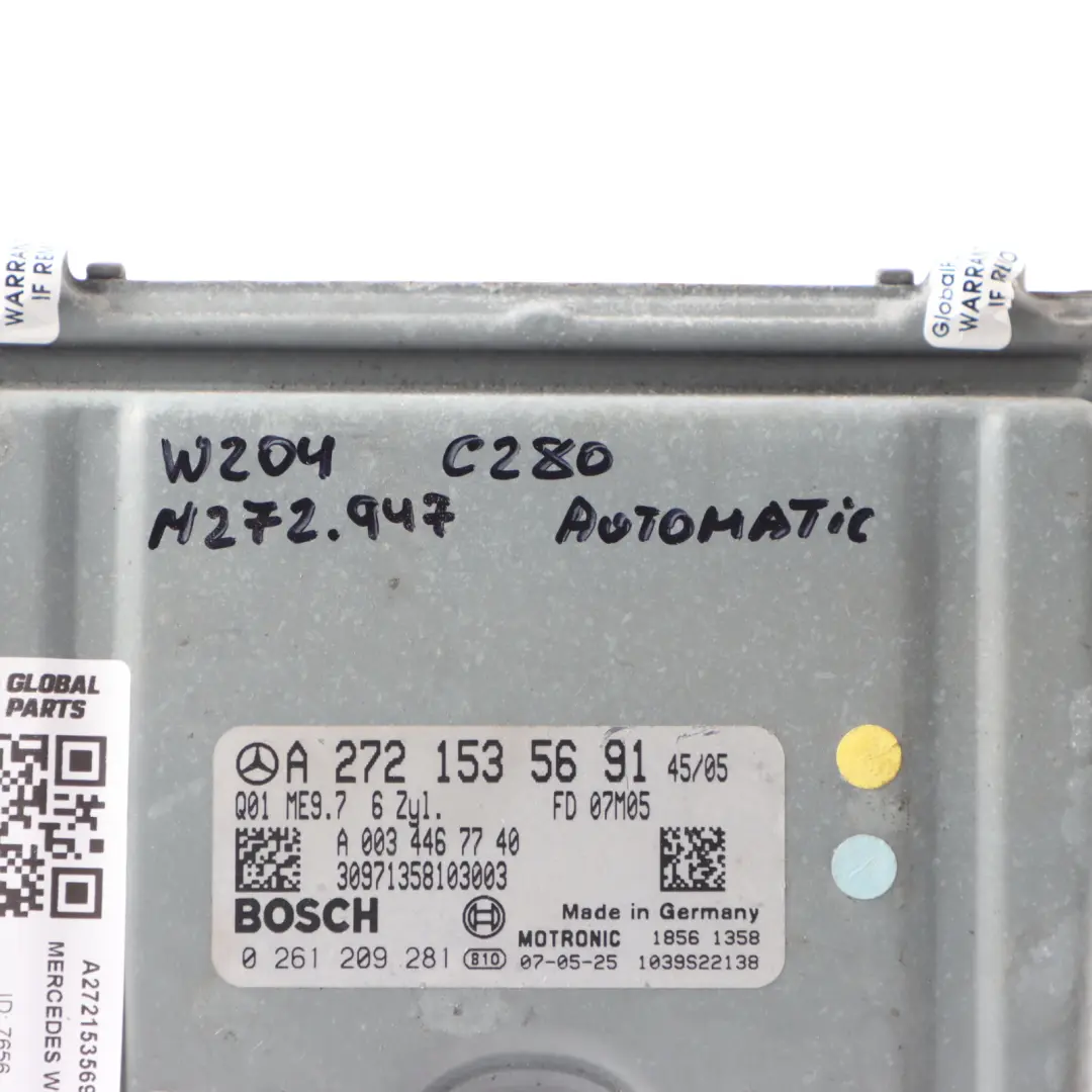 Mercedes W204 C280 M272.947 231HP Engine Unit ECU A2721535691 Automatic