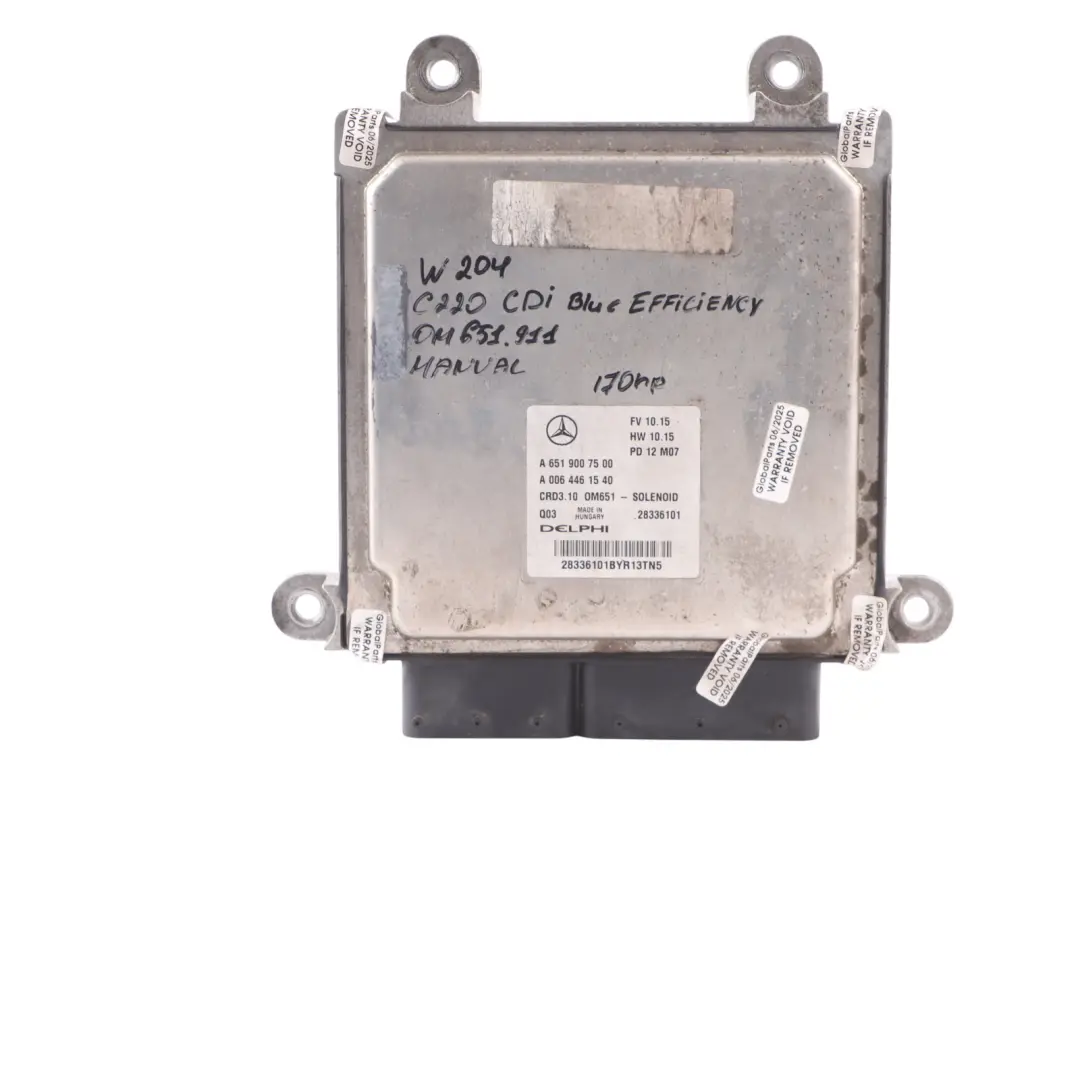 Mercedes W204 C 220 CDI 651.911 170HP Engine Control ECU Kit A6519007500 Manual