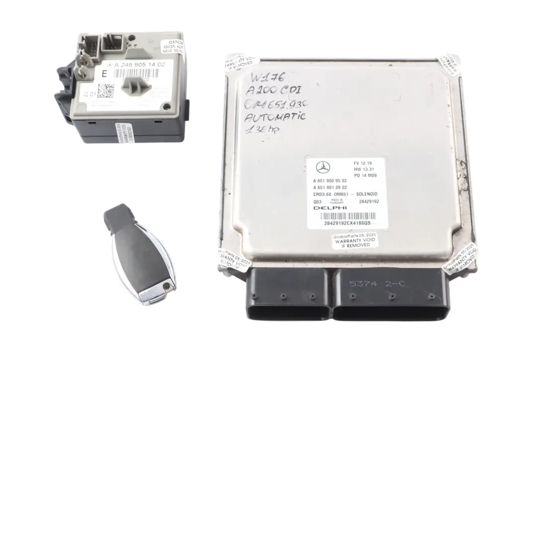 Mercedes W176 A200 CDI OM651.930 136HP Engine ECU Kit A6519009602 Automatic