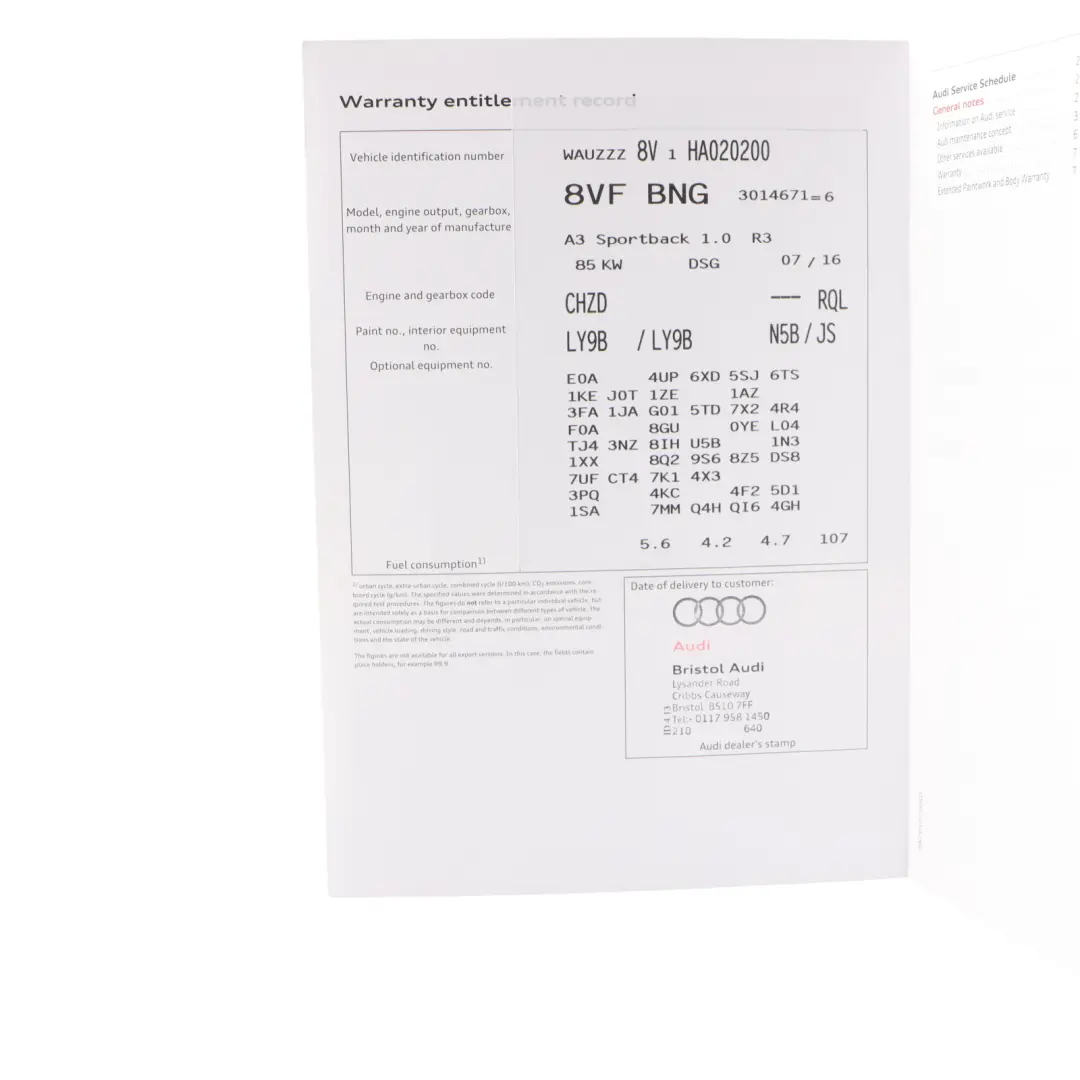 Audi A3 8V Owner's Manual Service Booklet Book Set Pouch Case Wallet