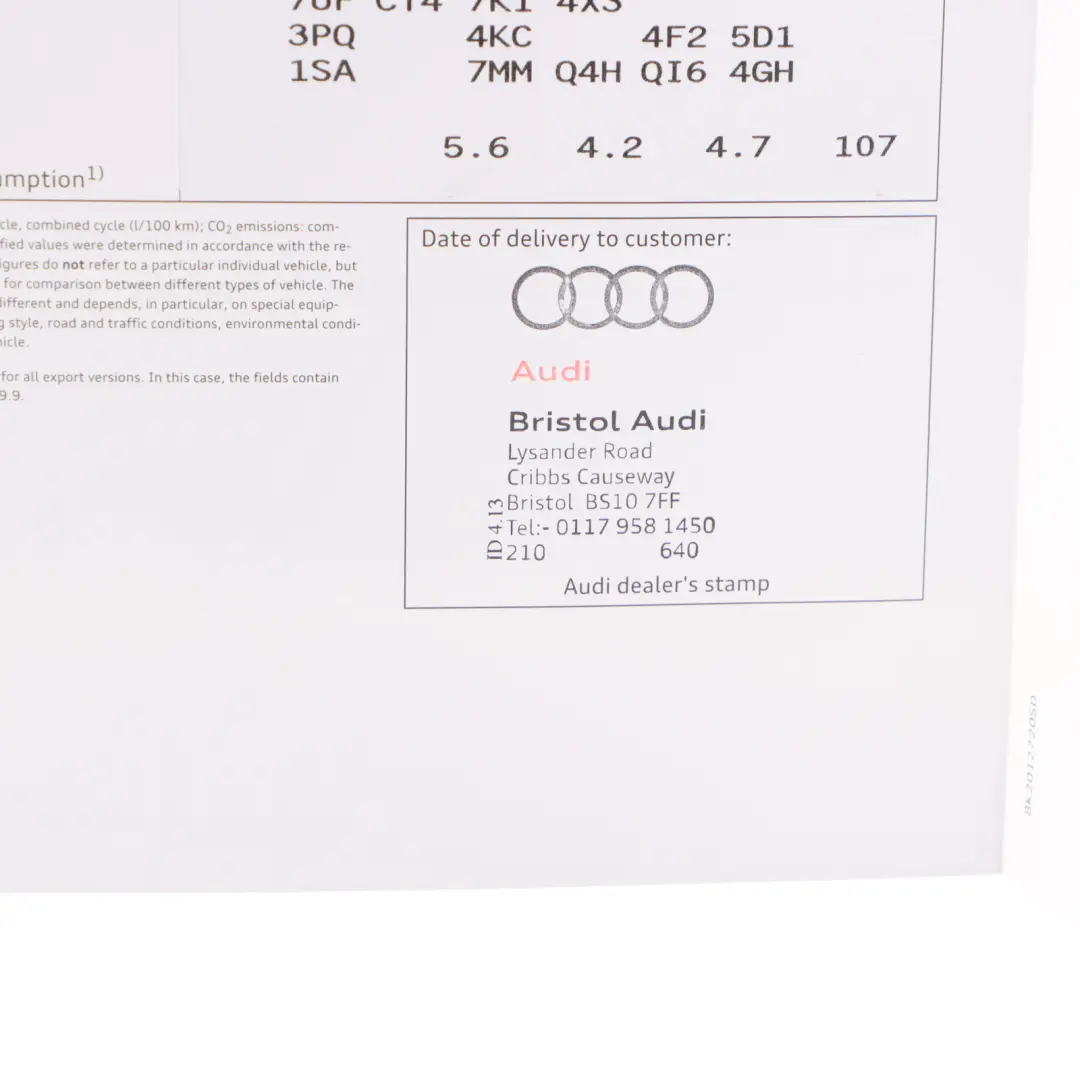 Audi A3 8V Owner's Manual Service Booklet Book Set Pouch Case Wallet