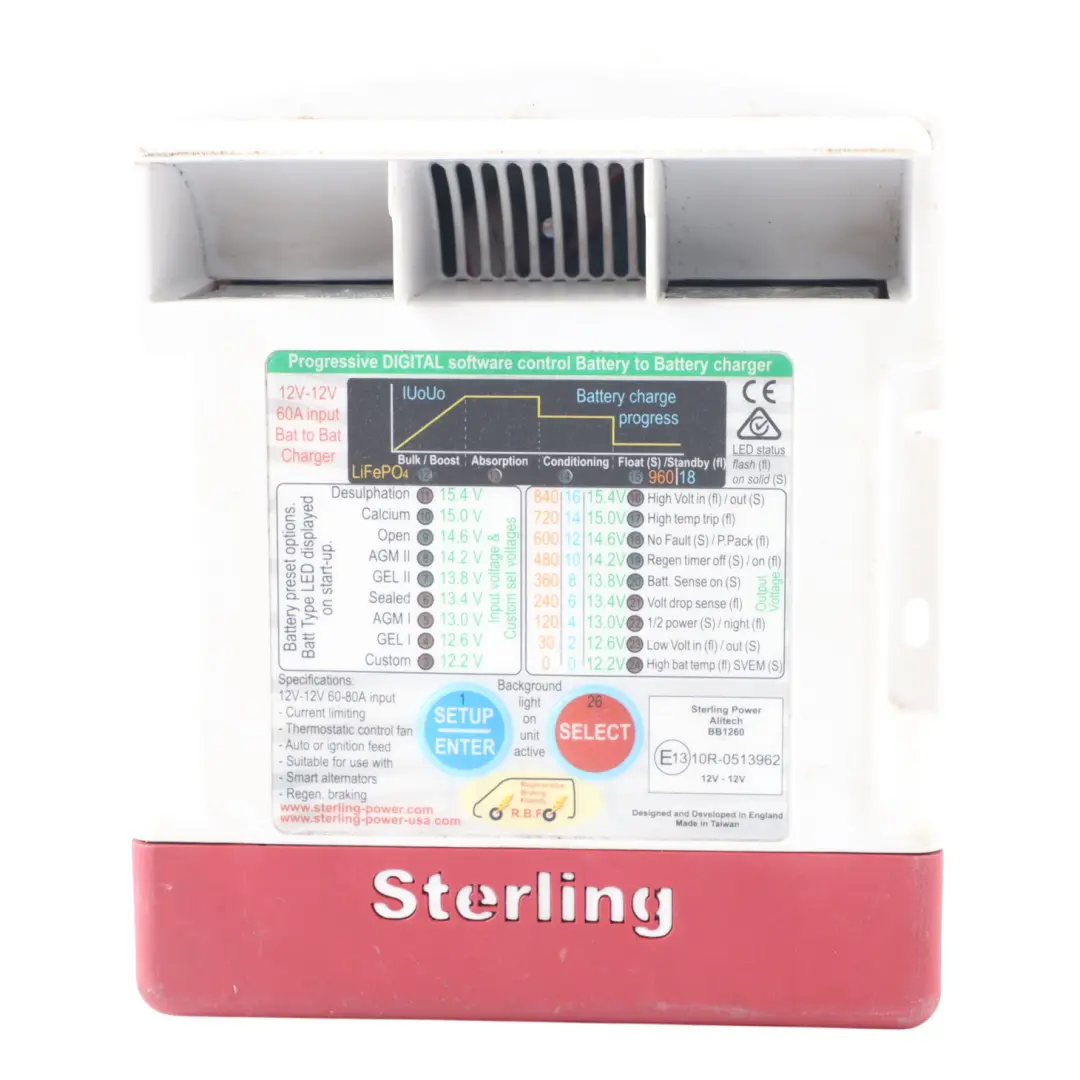 Battery-to-Battery Charger Unit Non Waterproof 12/12V 60A Sterling Power - SKU BB1260 - Part number BB1260