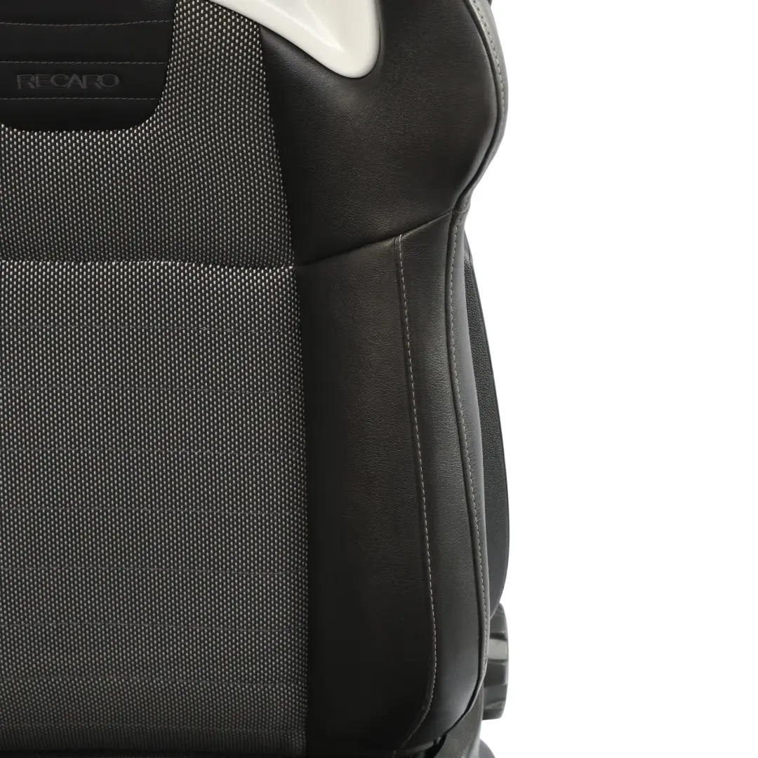 Front Sport Seat Seats Recaro Half Leather Black Grey Vauxhall Corsa D VXR - SKU CORSA-D-SEAT-RECARO-SET - Part number CORSA-D-SEAT-RECARO-SET