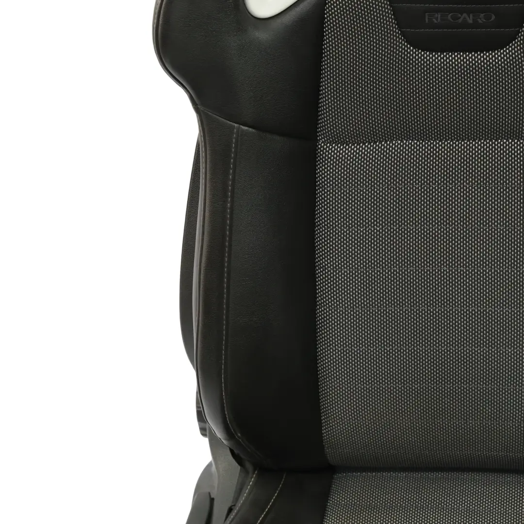 Front Sport Seat Seats Recaro Half Leather Black Grey Vauxhall Corsa D VXR - SKU CORSA-D-SEAT-RECARO-SET - Part number CORSA-D-SEAT-RECARO-SET