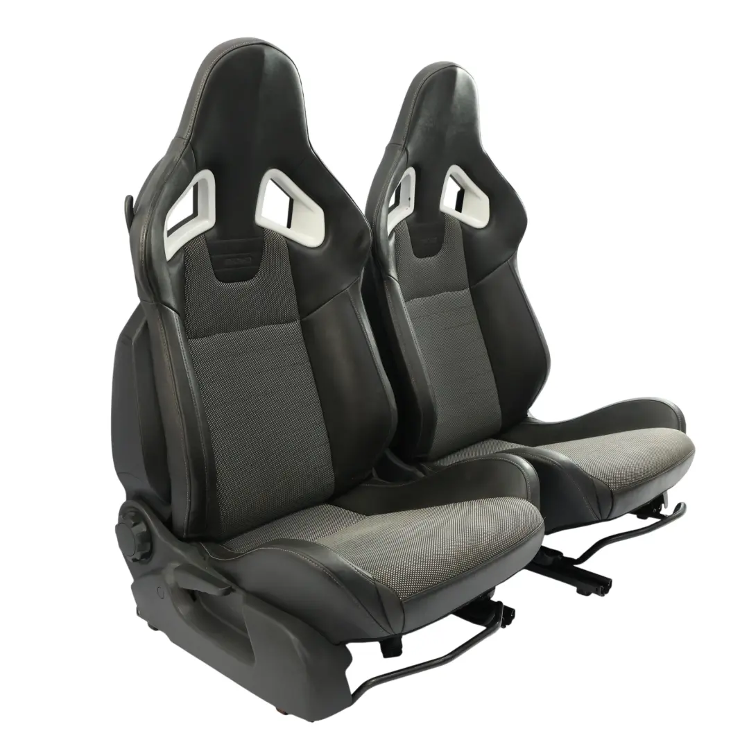 Front Sport Seat Seats Recaro Half Leather Black Grey Vauxhall Corsa D VXR - SKU CORSA-D-SEAT-RECARO-SET - Part number CORSA-D-SEAT-RECARO-SET