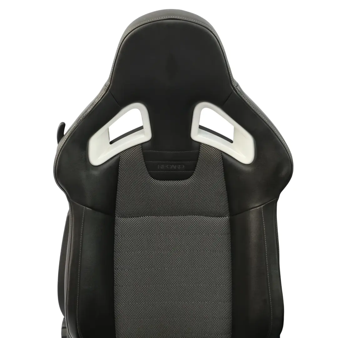 Front Sport Seat Seats Recaro Half Leather Black Grey Vauxhall Corsa D VXR - SKU CORSA-D-SEAT-RECARO-SET - Part number CORSA-D-SEAT-RECARO-SET