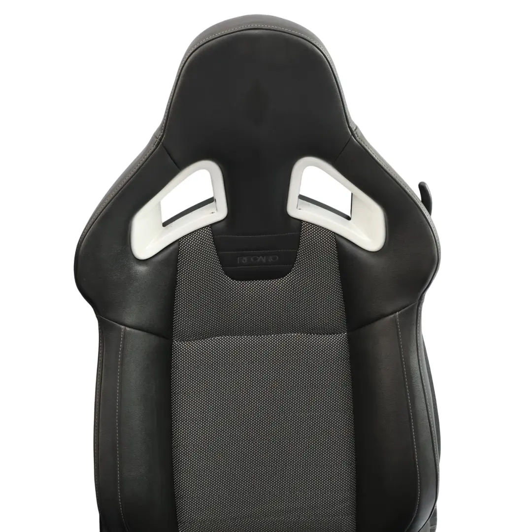 Front Sport Seat Seats Recaro Half Leather Black Grey Vauxhall Corsa D VXR - SKU CORSA-D-SEAT-RECARO-SET - Part number CORSA-D-SEAT-RECARO-SET