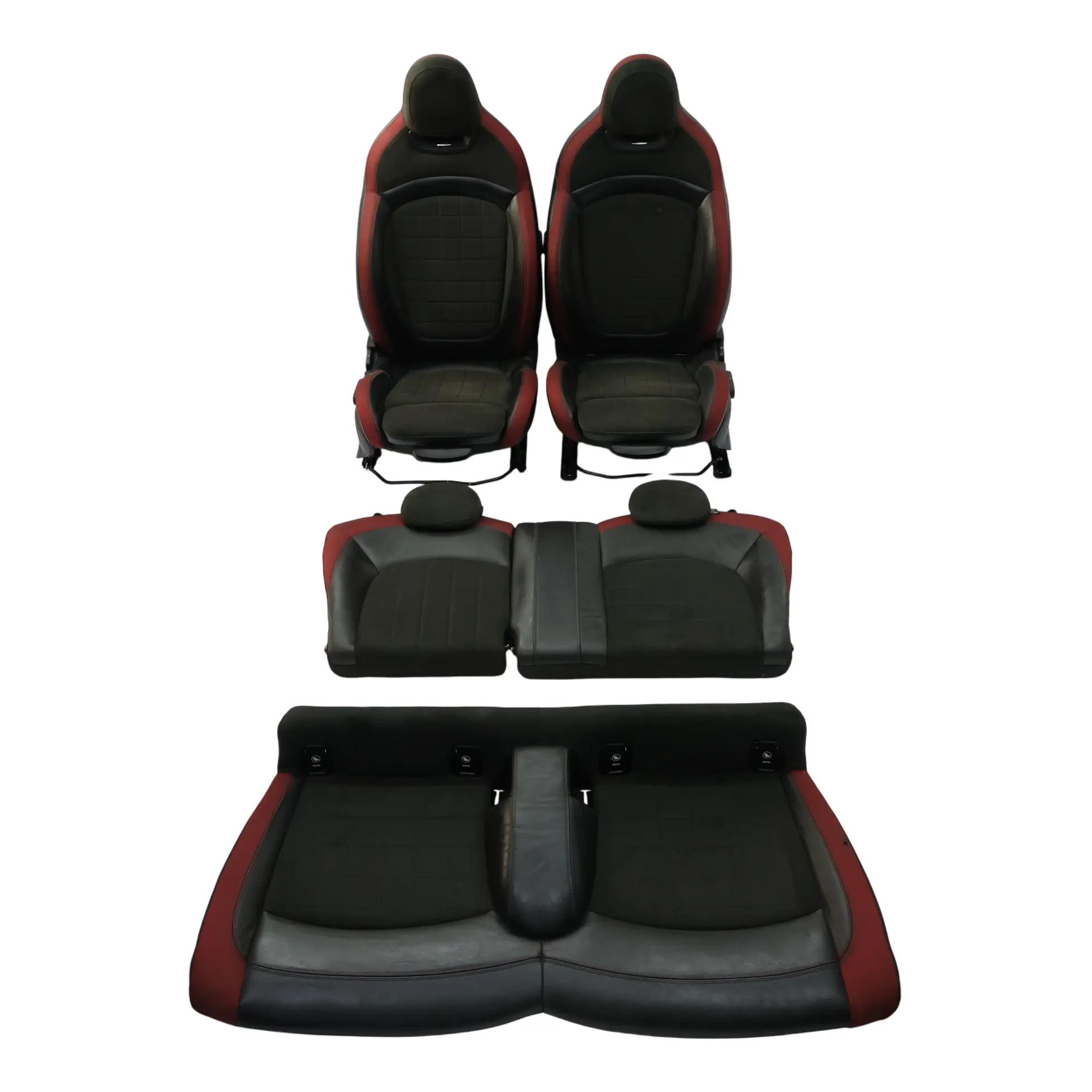 Seats Mini F56 John Cooper Works Heated Sport Dinamica Leather Carbon Black Red