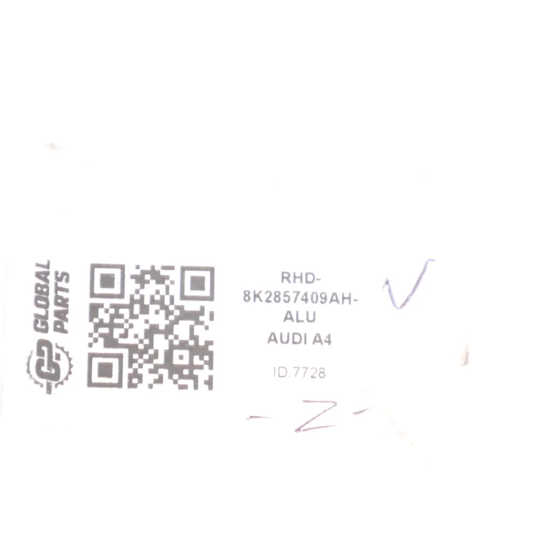 Front Mirror Wing Door Electric Left N/S Aluminium Audi A4 B8 - SKU RHD-8K2857409AH-ALU - Part number 8K2857409AH
