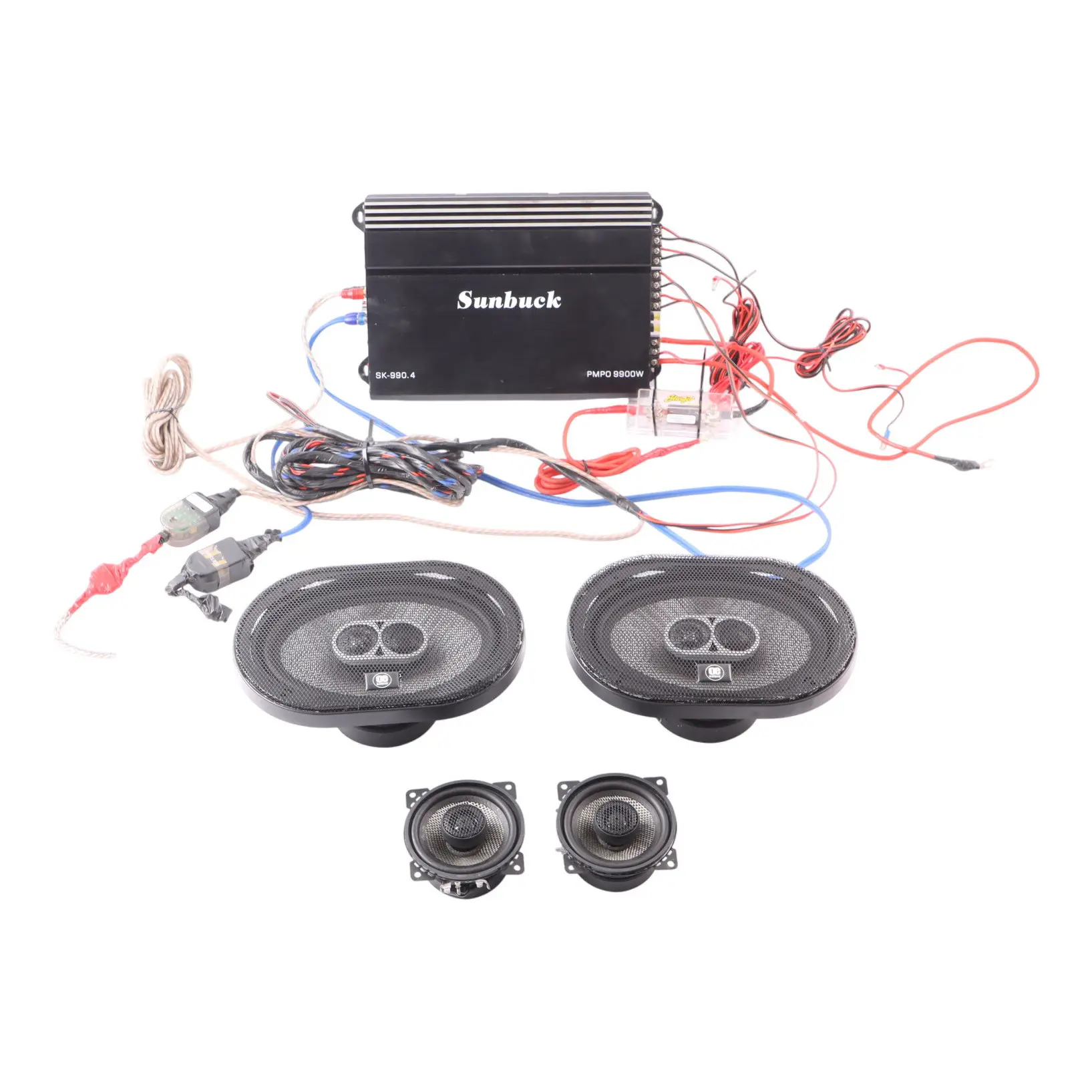 Sunbuck SK-990.4 Stereo Amplifier OE Audio OEP-693CX Speaker HiFi Car Audio Set
