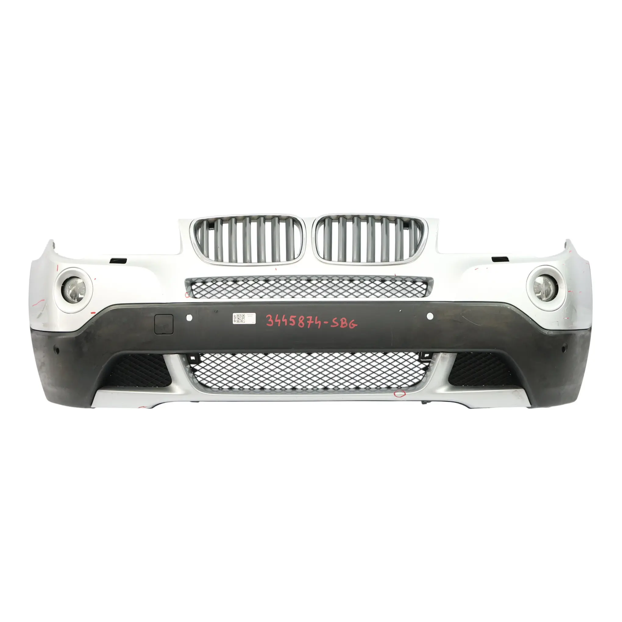 BMW X3 E83 LCI Complete Front Bumper PDC Silbergrau Silver Grey Metallic - A08