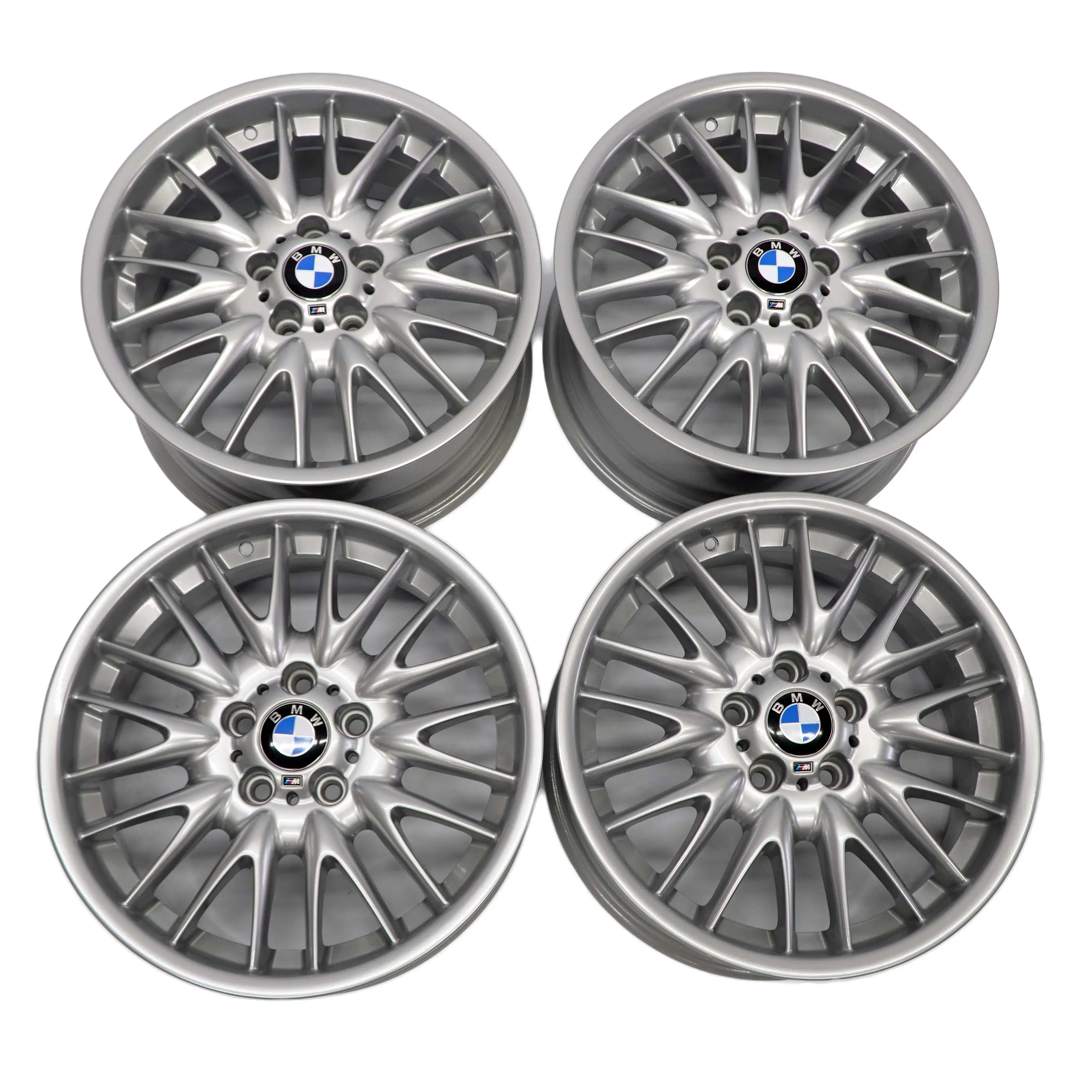 BMW E46 Argent Complete 4x Roue Jantes en Alliage AluMinium 18" Parle De V 72