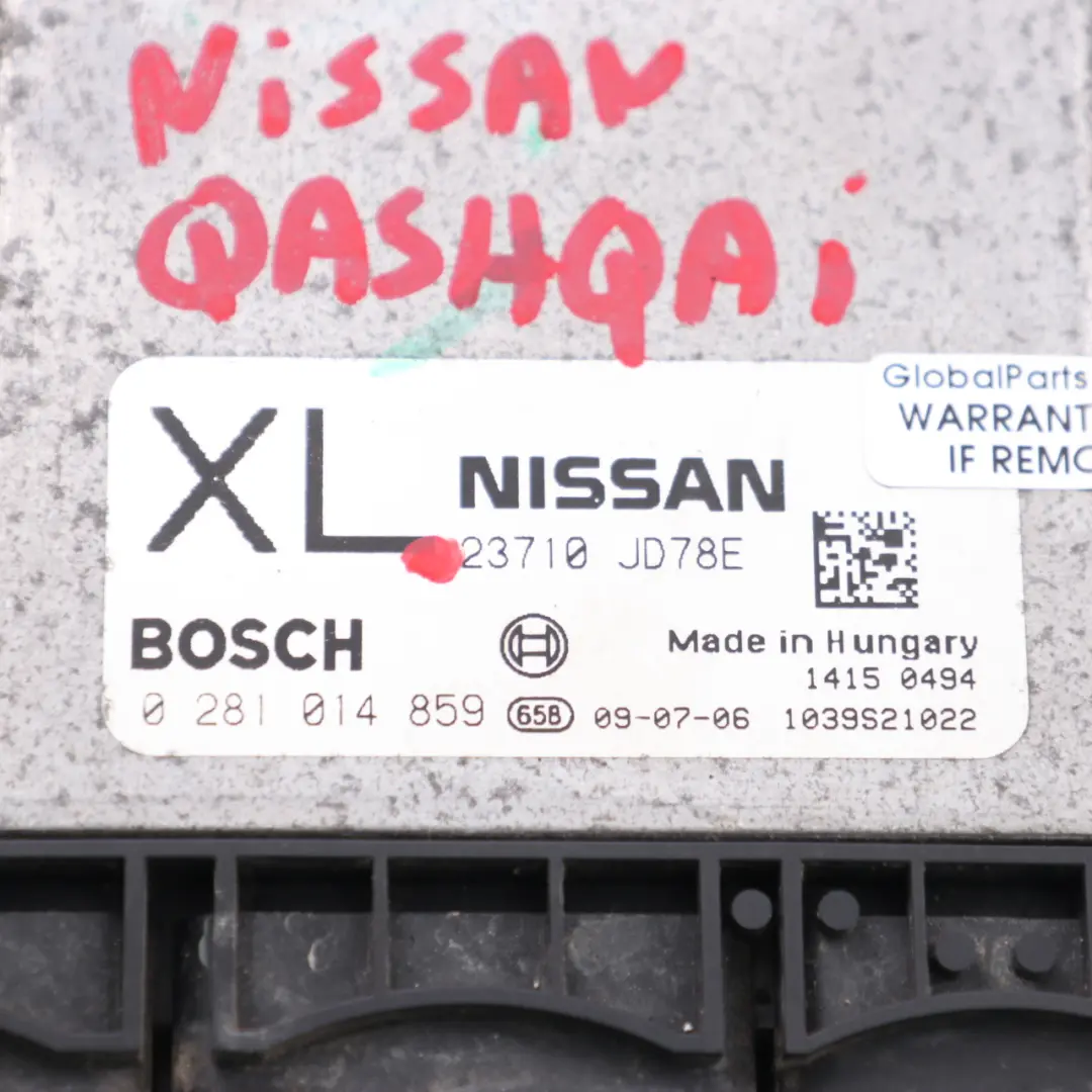 Nissan Quashqai M9R Diesel Motor Control ECU Caja cambios manual 23710 JD78E