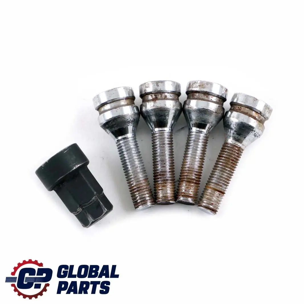 BMW 1 3 5 Series E87 E90 E60 Set Of Four Wheel Bolt Chrom With Adapter Security