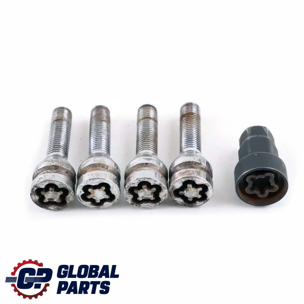 BMW 1 3 5 Series E87 E90 E60 Set Of Four Wheel Bolt Chrom With Adapter Security