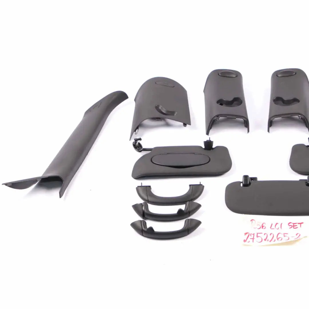 Mini R56 Roof Headlining Trims Covers Pillars Sun Visor Carbon Black Set 2752265