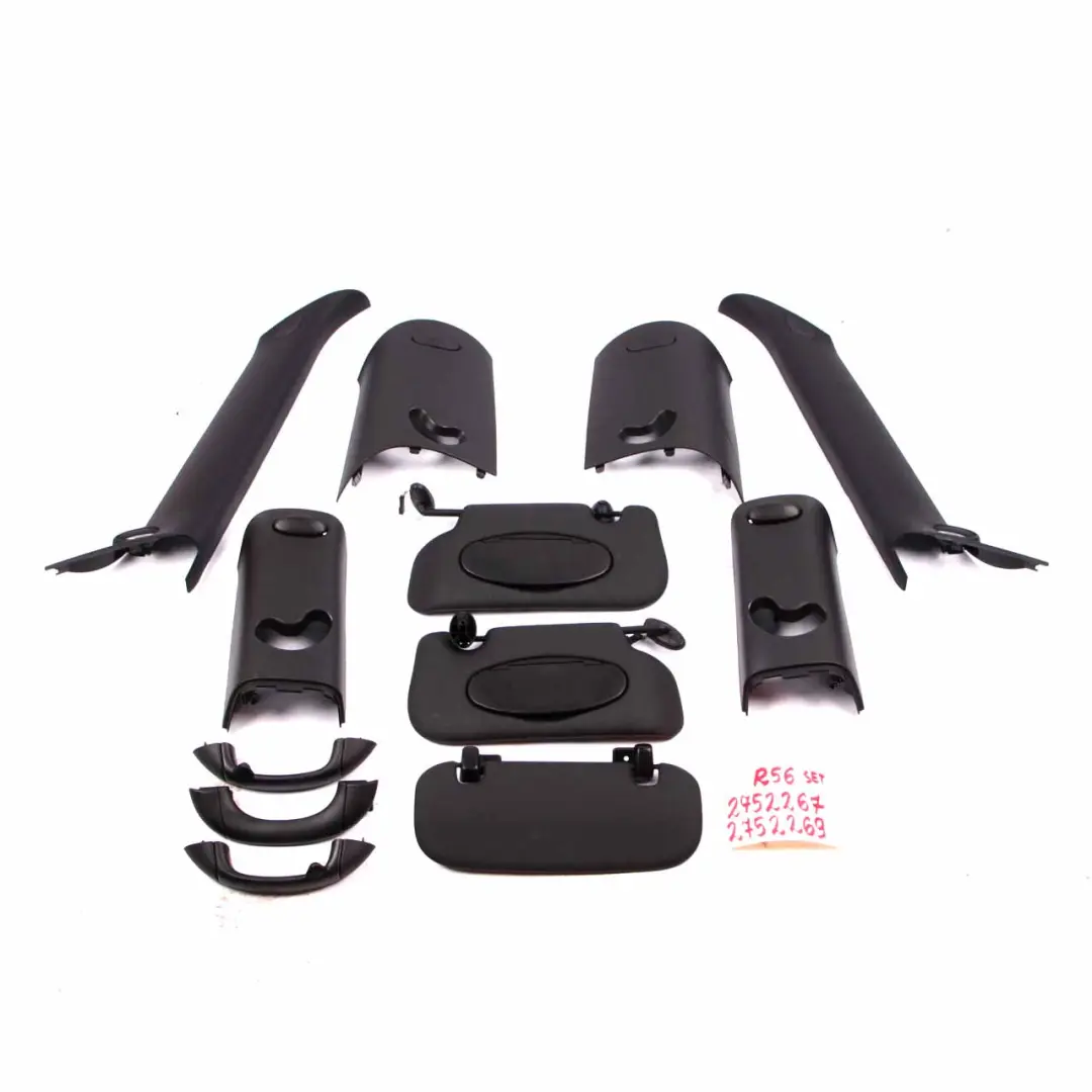 Mini R56 Lining Trims Black Pillars Covers Handles Panels Front Rear Set