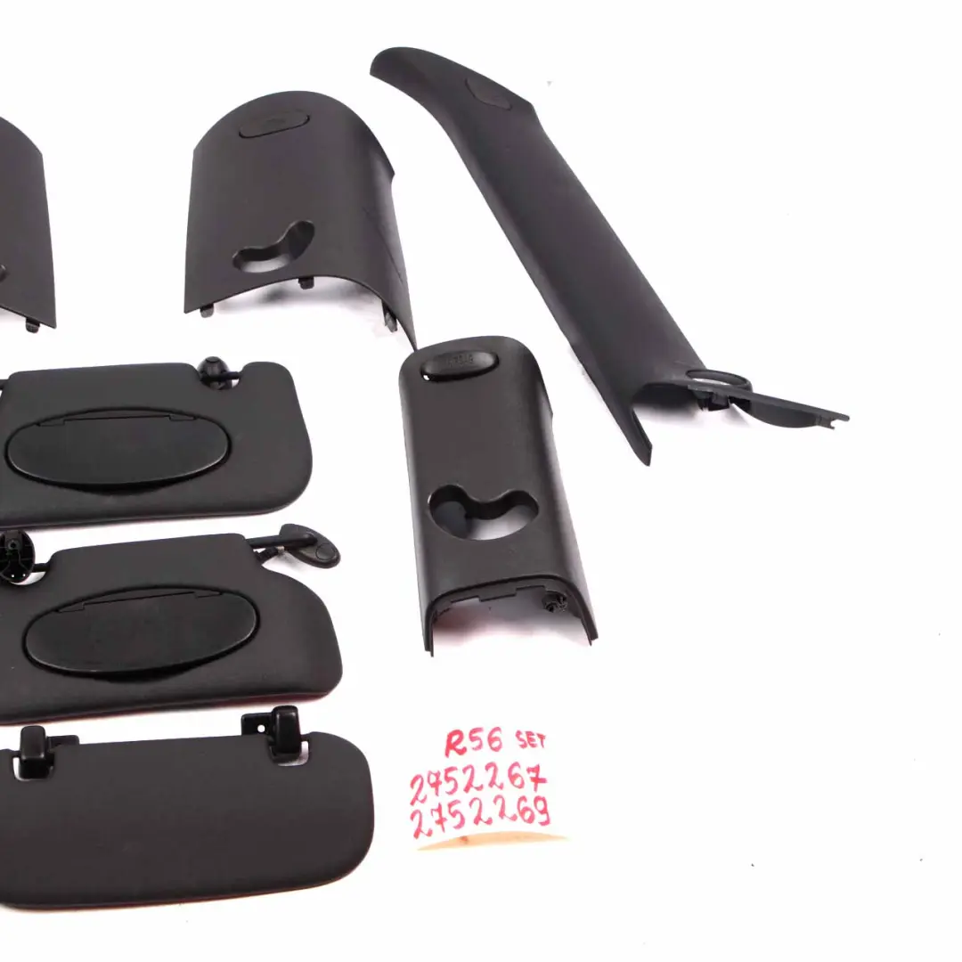 Mini R56 Lining Trims Black Pillars Covers Handles Panels Front Rear Set