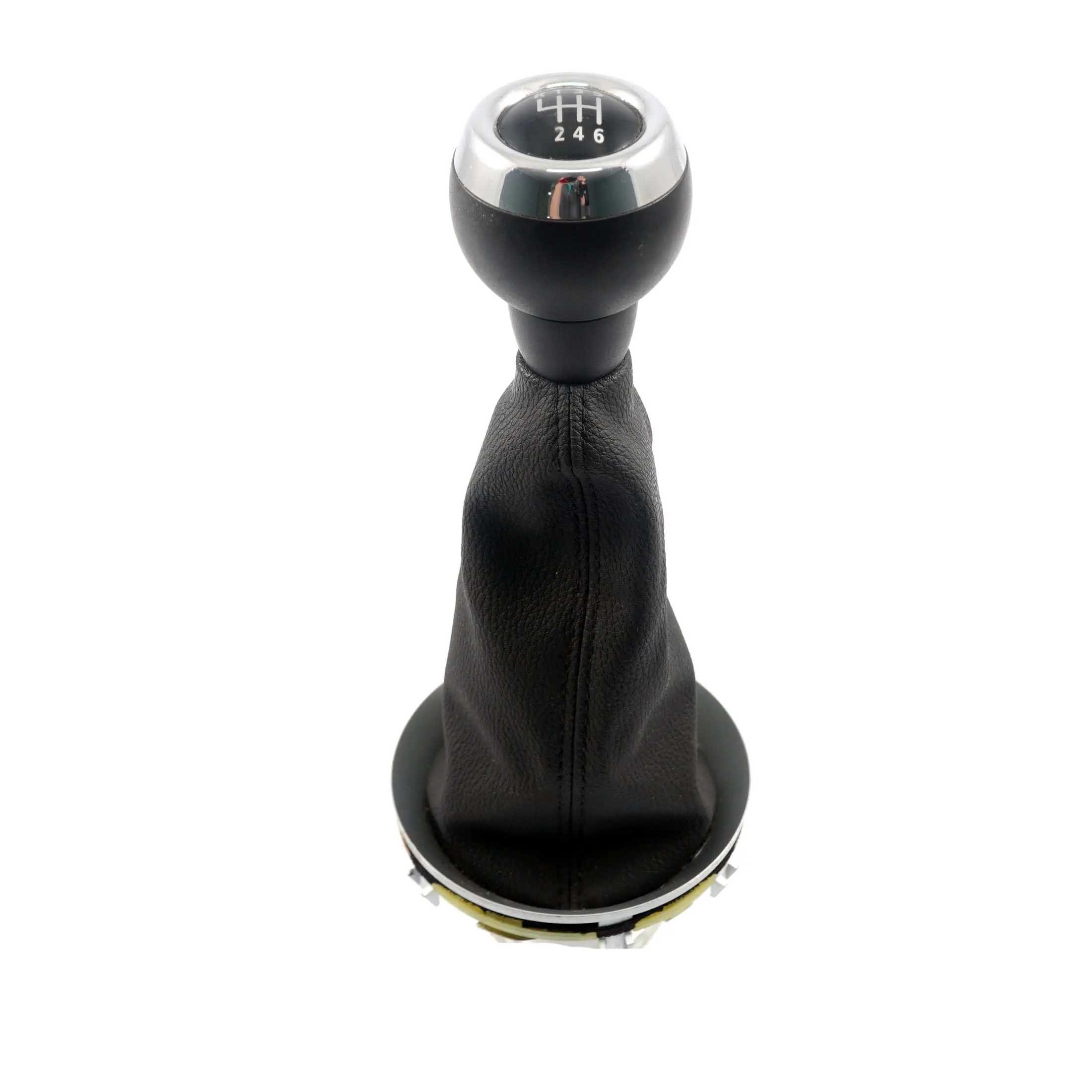 Mini R55 R56 R57 R58 Gear Shift Knob Gaiter Cover Leather Black Silver Ring