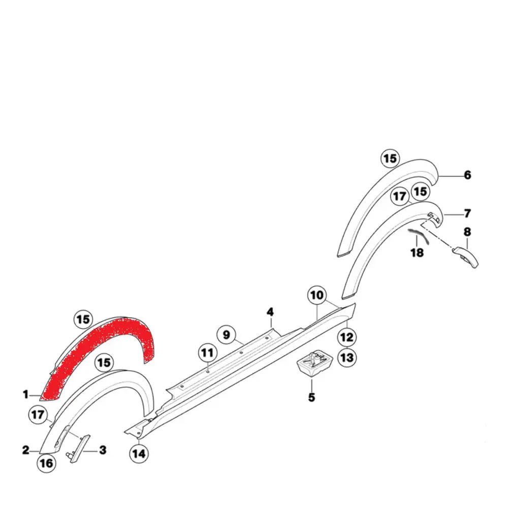 MINI R55 R56 Listwa błotnika nadkola prawy przód