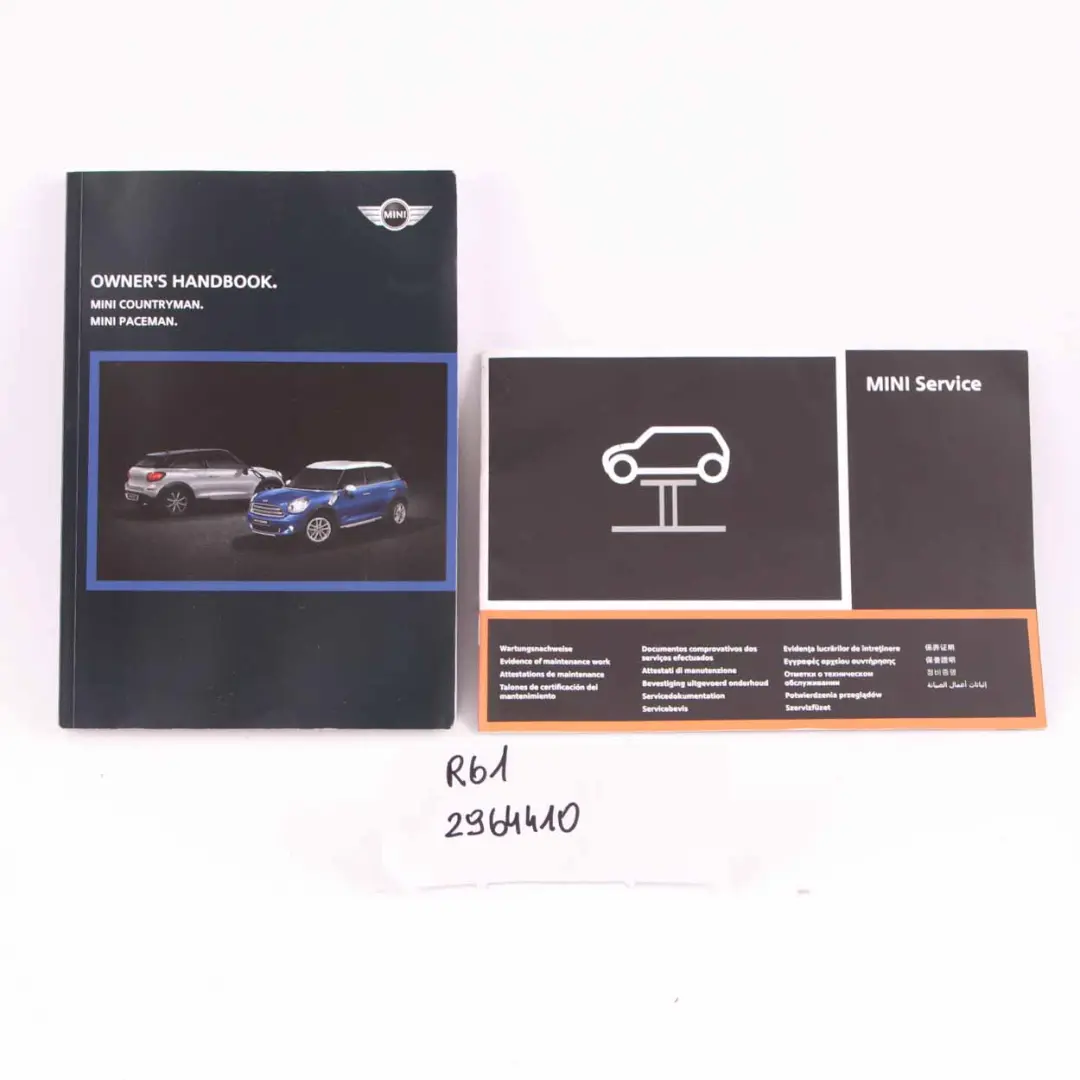 Service Booklet Mini R61 Paceman Owner's Handbook Instruction Manual Set 2964410