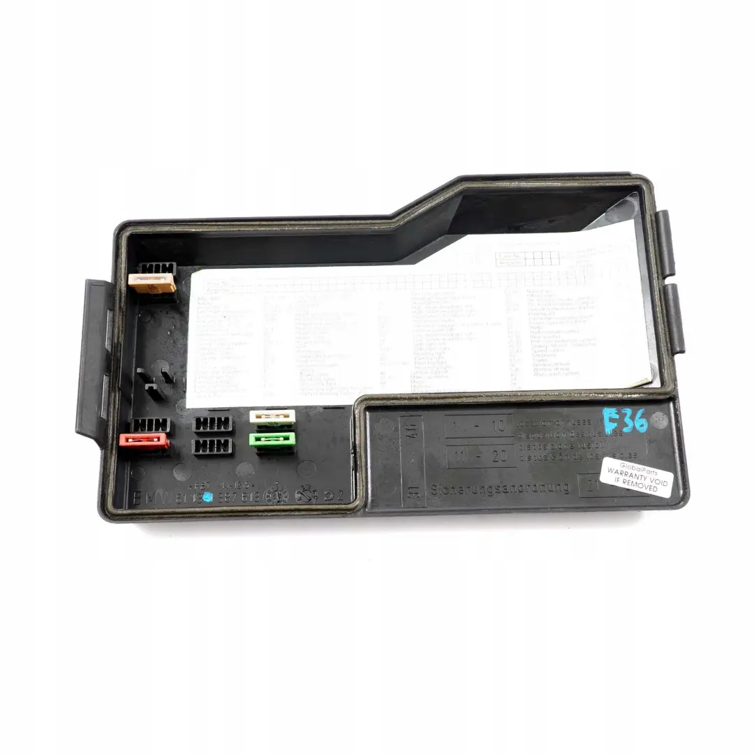 BMW E36 El?ctrico Fusible Rel? Caja Cubierta Panel Trim 1387613