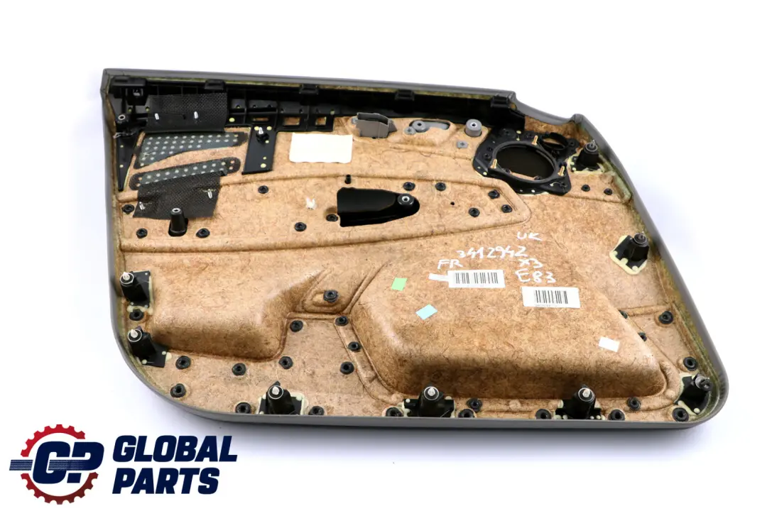 BMW X3 Series E83 Front Right O/S Door Card Lining Leather Graublau Grey Blue