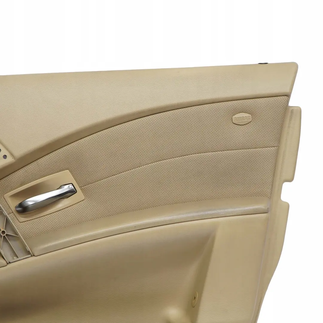 BMW E60 E61 Delantero Derecho Tarjeta De Puerta De cuero Nasca Beige Forro Trim