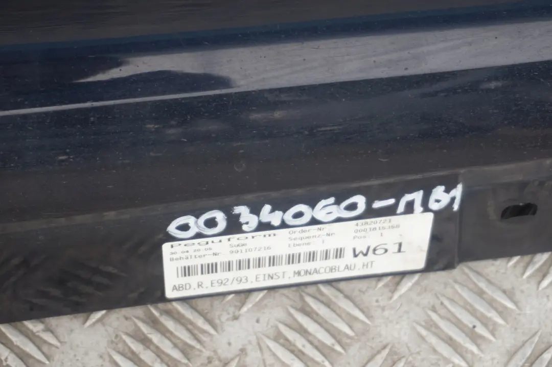 BMW 3 Serie 1 E92 E93 Sill Bande Laterale Jupe Droite O/S Bleu Monaco Bleu