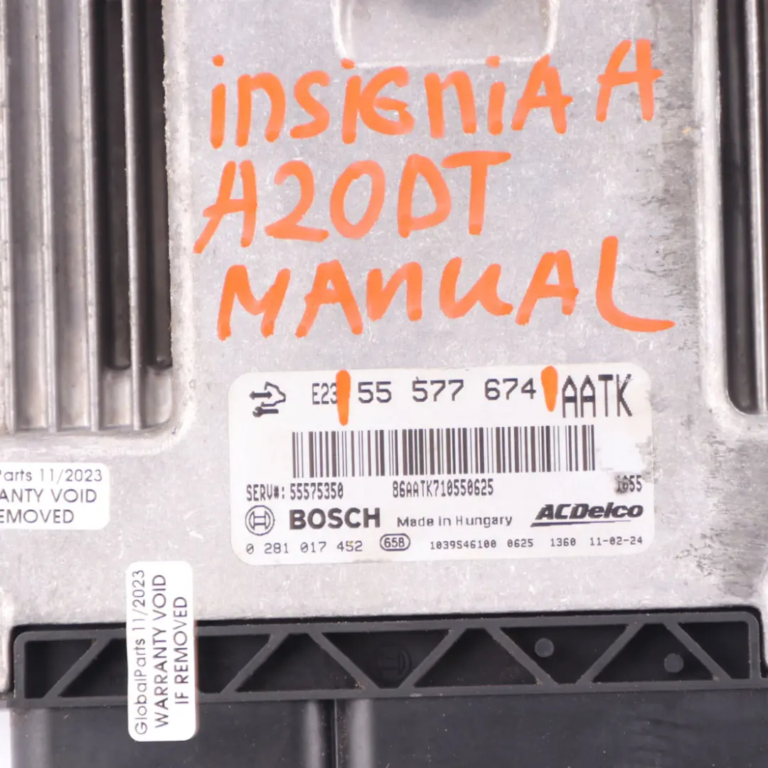 Vauxhall Insignia A 2.0 CDTi A20DTH 160HP Engine Unit ECU Manual 55577674