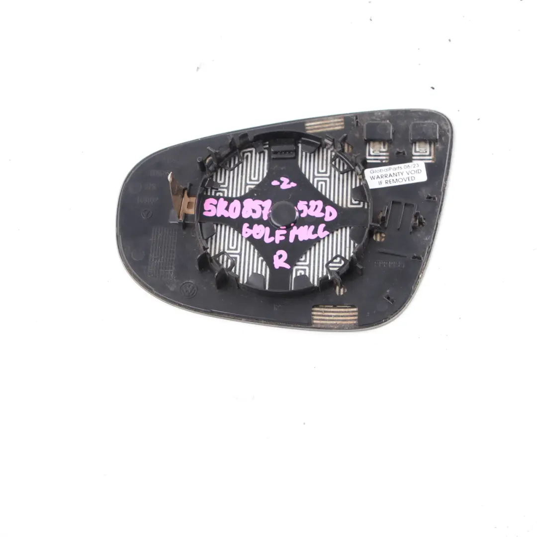 Volkswagen Golf 6 Wing Mirror Glass Heated Right O/S 5K0857522D