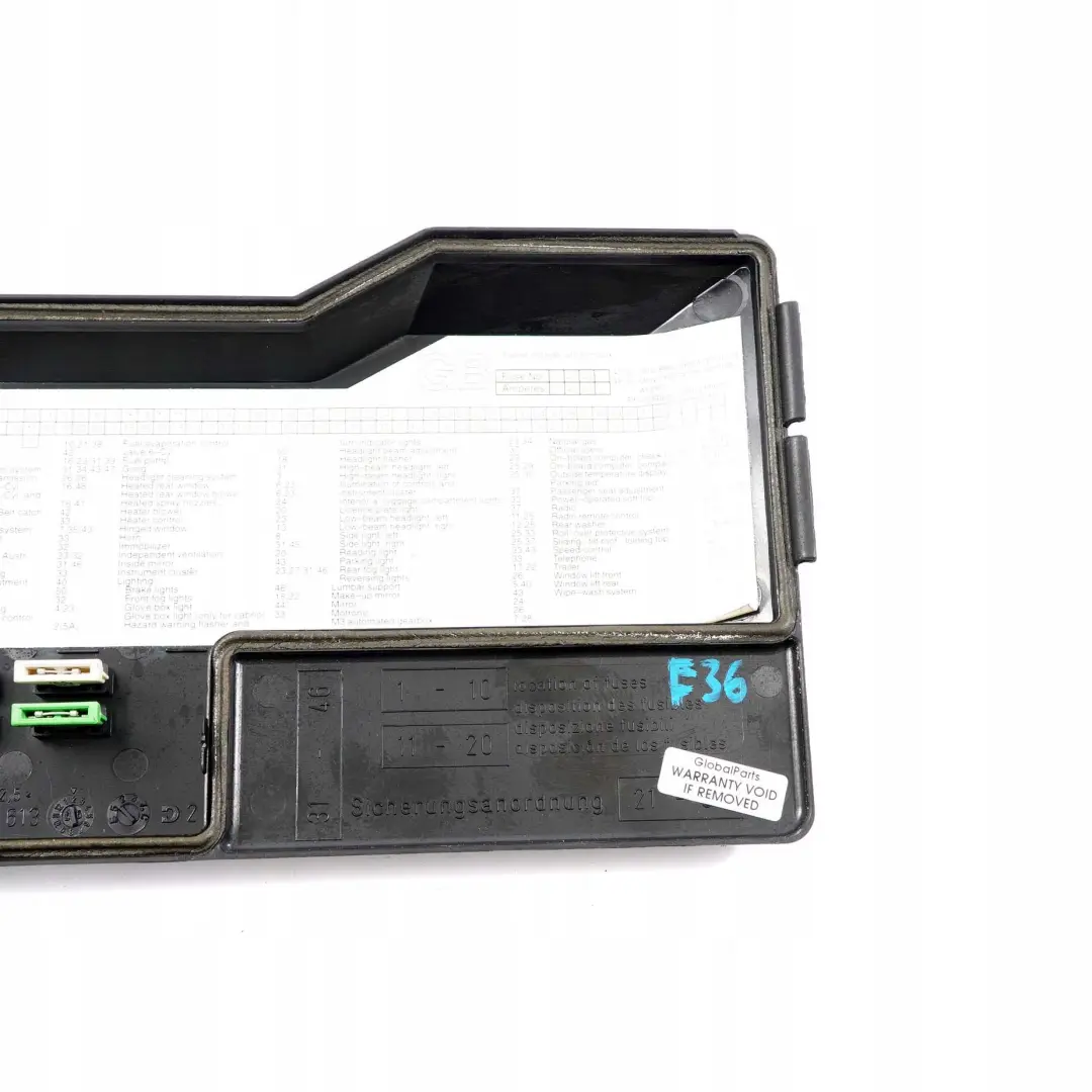 BMW E36 El?ctrico Fusible Rel? Caja Cubierta Panel Trim 1387613