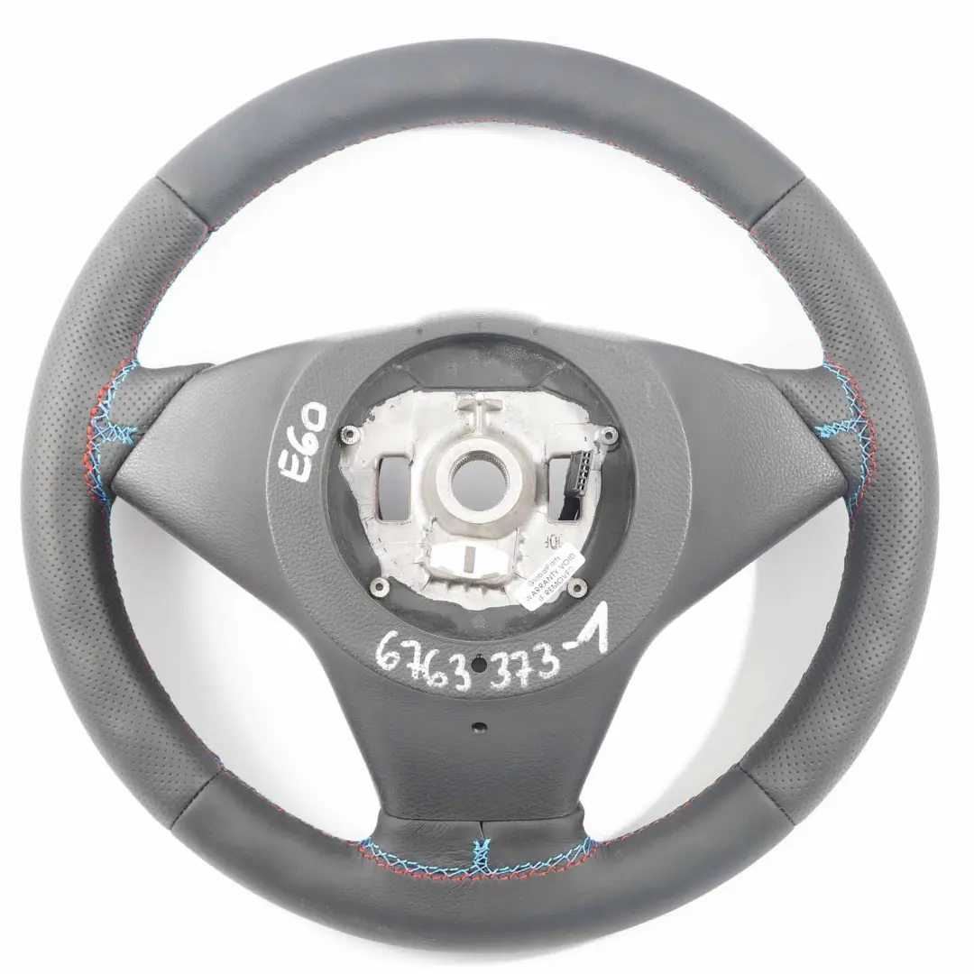 BMW 5 6 Series E60 E61 E63 NEW Leather Sport Steering Wheel Black M-tricolored