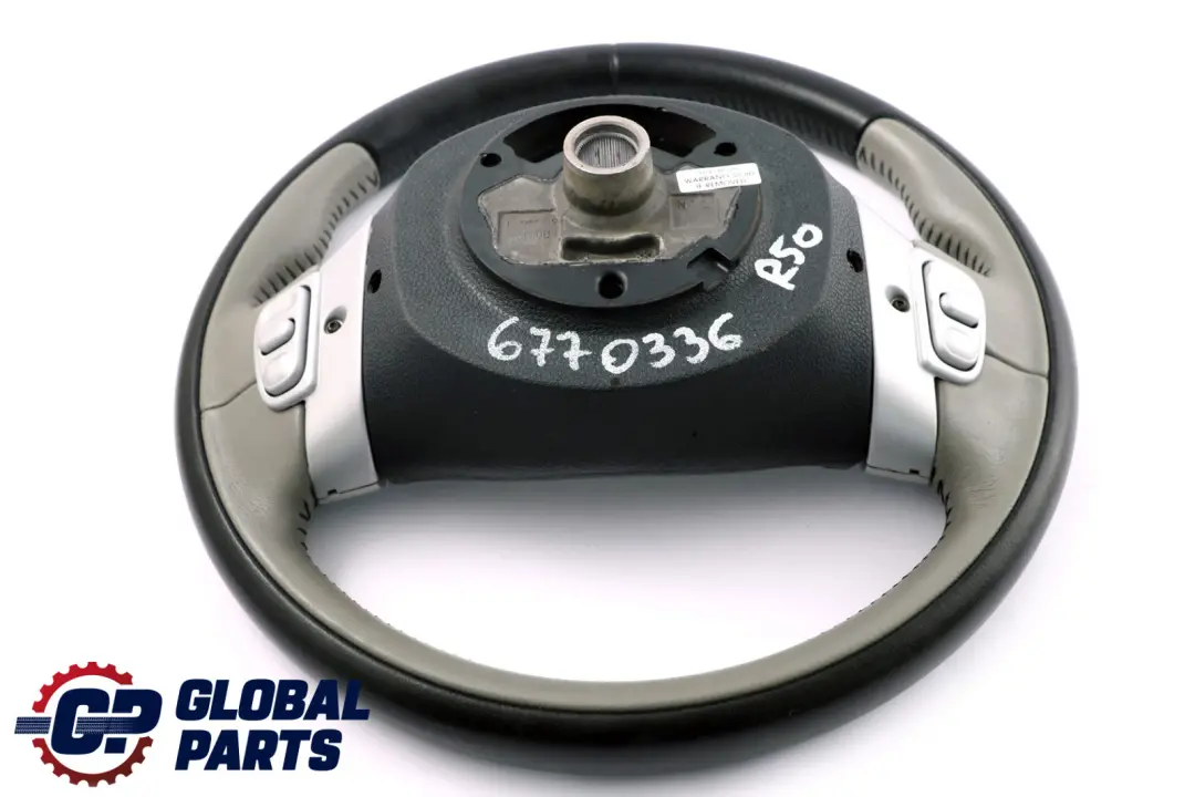 Mini Cooper R50 R53 2 Spoke Black / Grey Leather Steering Wheel Multifunctional