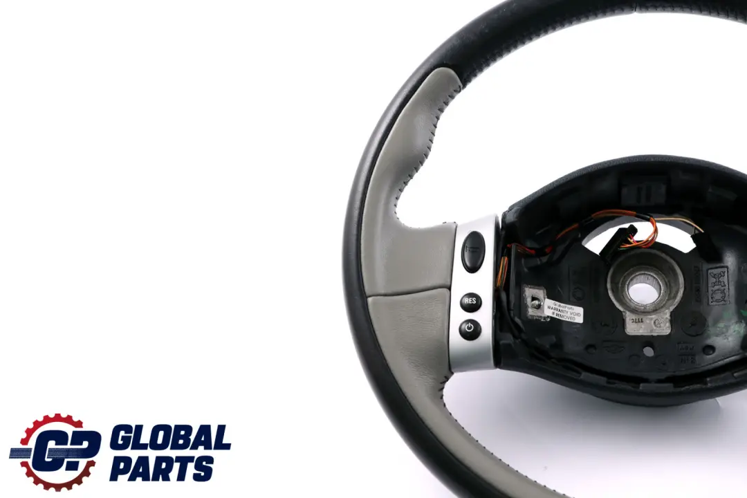 Mini Cooper R50 R53 2 Spoke Black / Grey Leather Steering Wheel Multifunctional