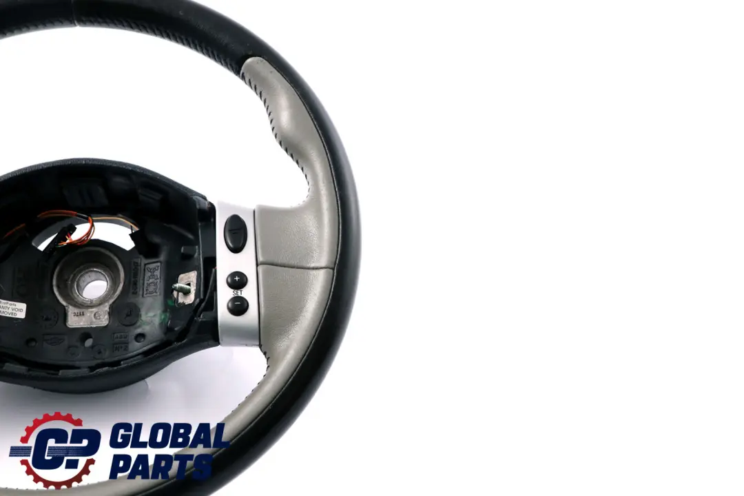 Mini Cooper R50 R53 2 Spoke Black / Grey Leather Steering Wheel Multifunctional