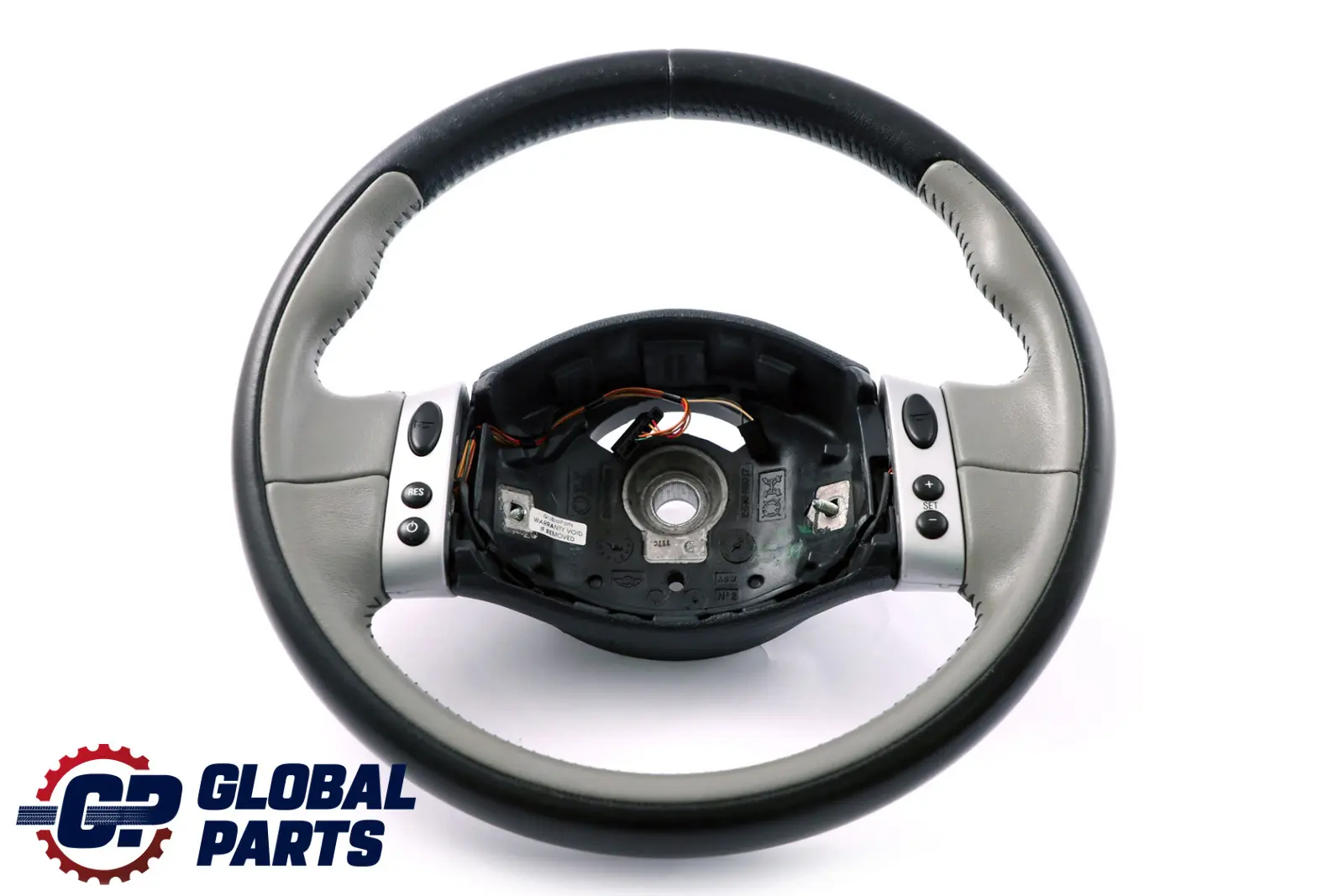 Mini Cooper R50 R53 2 Spoke Black / Grey Leather Steering Wheel Multifunctional