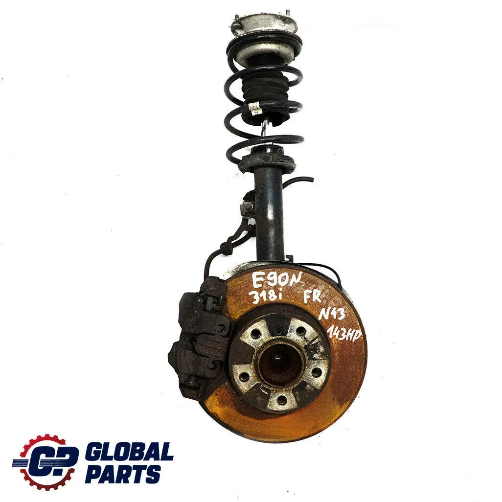 BMW E90 318i N43 delantero derecho O / Spring Strut Pierna Freno Suspension Hub