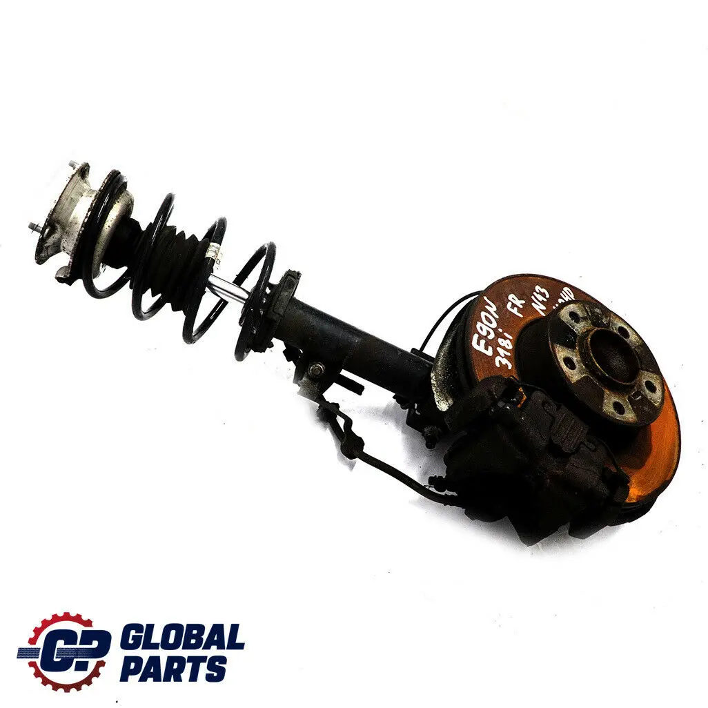 BMW E90 318i N43 delantero derecho O / Spring Strut Pierna Freno Suspension Hub