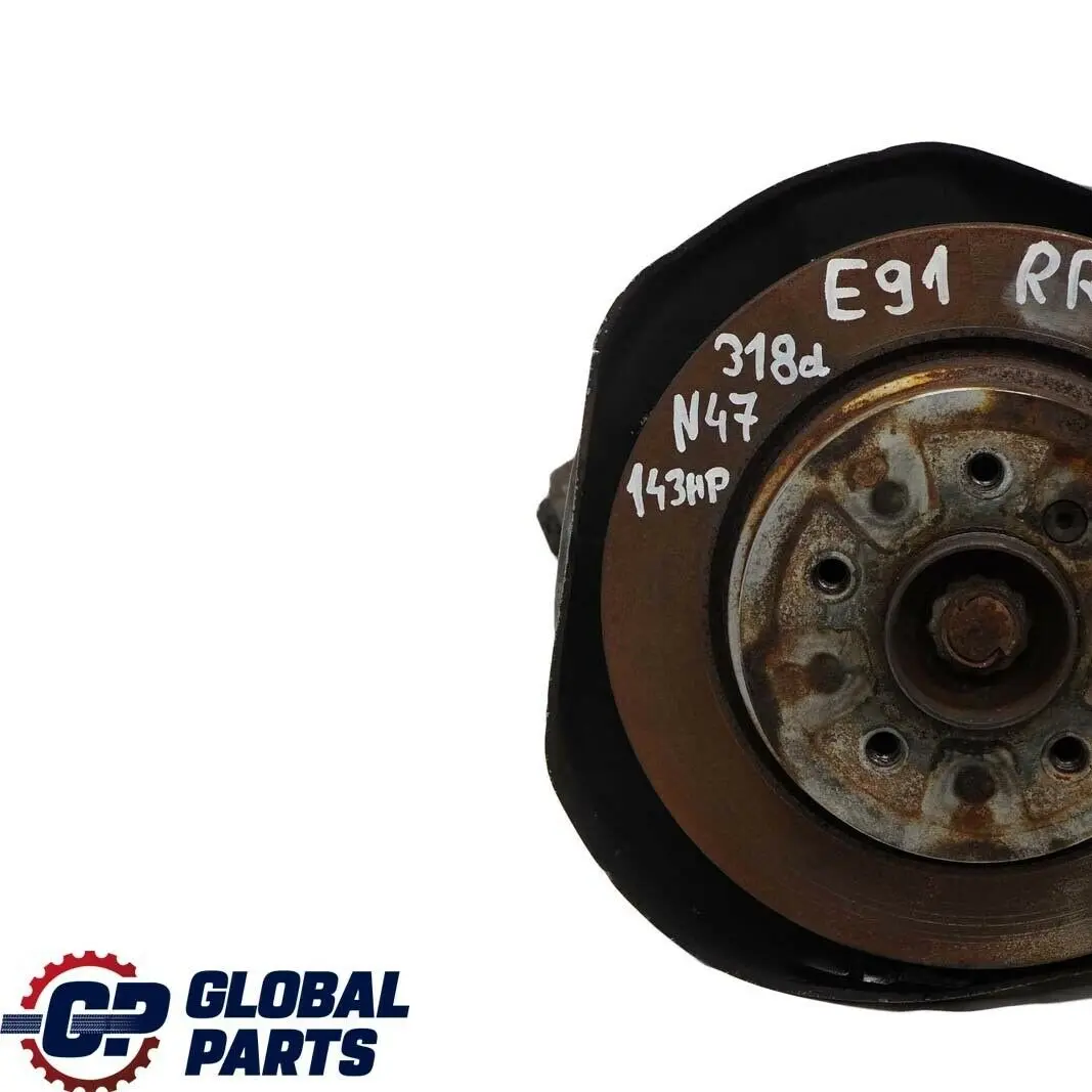 BMW E91 E92 318d 320d N47 Eje trasero derecho Pata Suspension Cubo Disco Freno