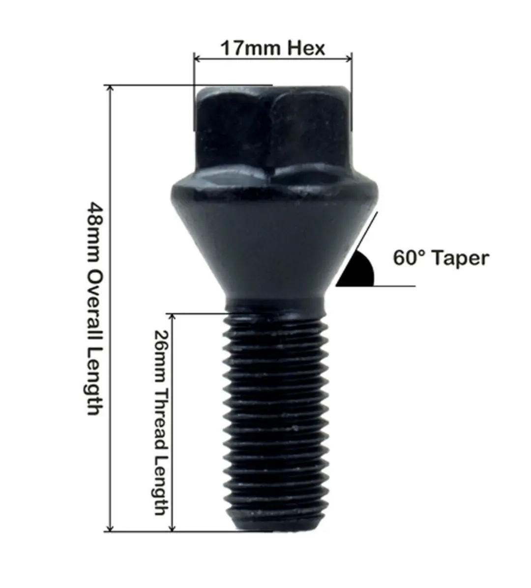 BMW E39 E46 E60 E61 E65 E81 E87 E90 E91 E92 Perno De Rueda Tuerca De Rosca Negra