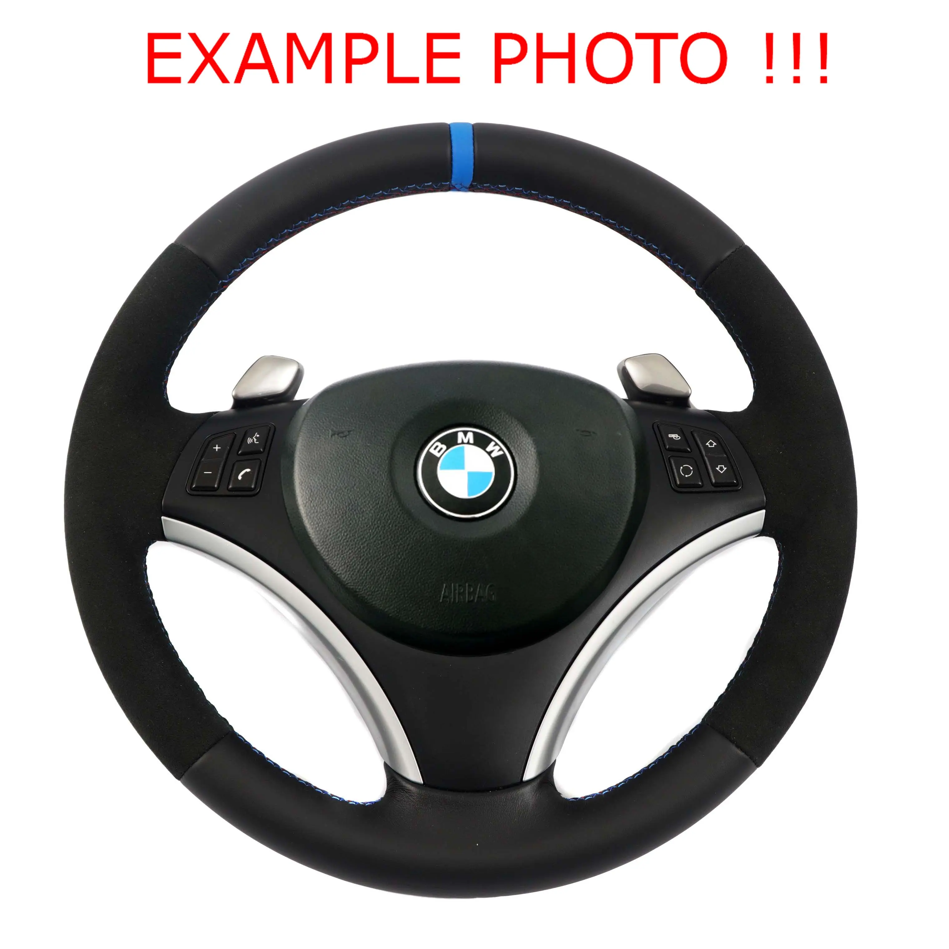 BMW E81 E87 E90 E91 NUEVO Cuero Negro M-Sport Look Volante Paddle Shift