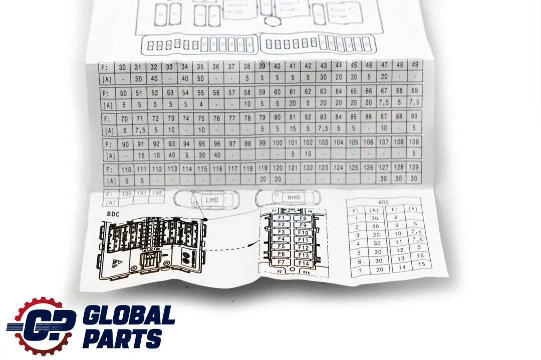 Mini Cooper F55 F56 F57 F60 Mapa de la caja de fusibles 6822530 71236822530