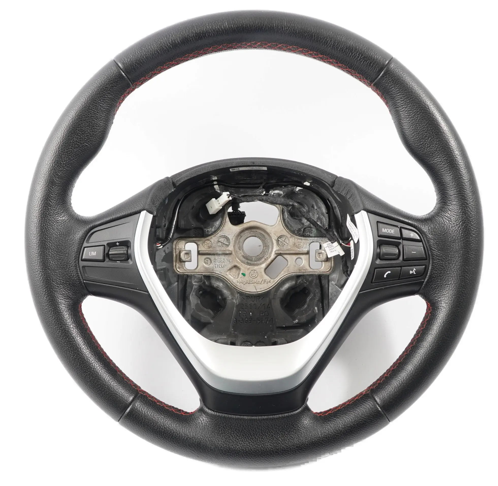 BMW F20 F21 F30 F31 Black Leather Sport Steering Wheel Red Thread Multifunction