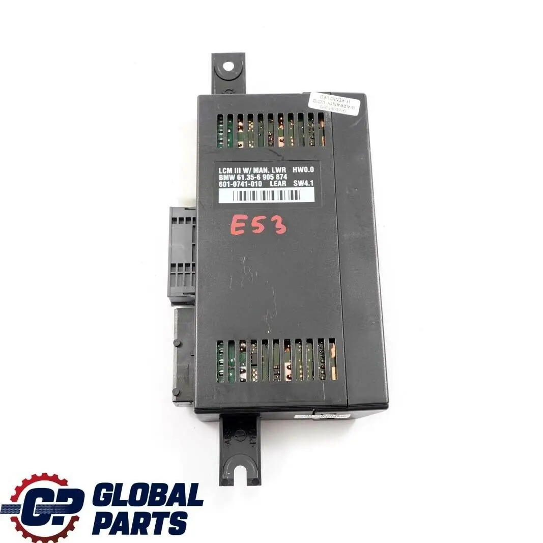 BMW X5 E53 Light Check Module Control Unit ECU Lear LCM III W / MAN. LWR 6905874